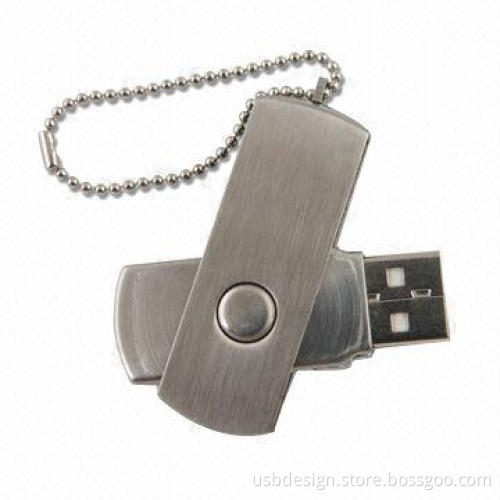 Metal Swivel USB Flash Drive with Up to 16GB Memory Capacity, Customized Logo Printing Ways Welcomed